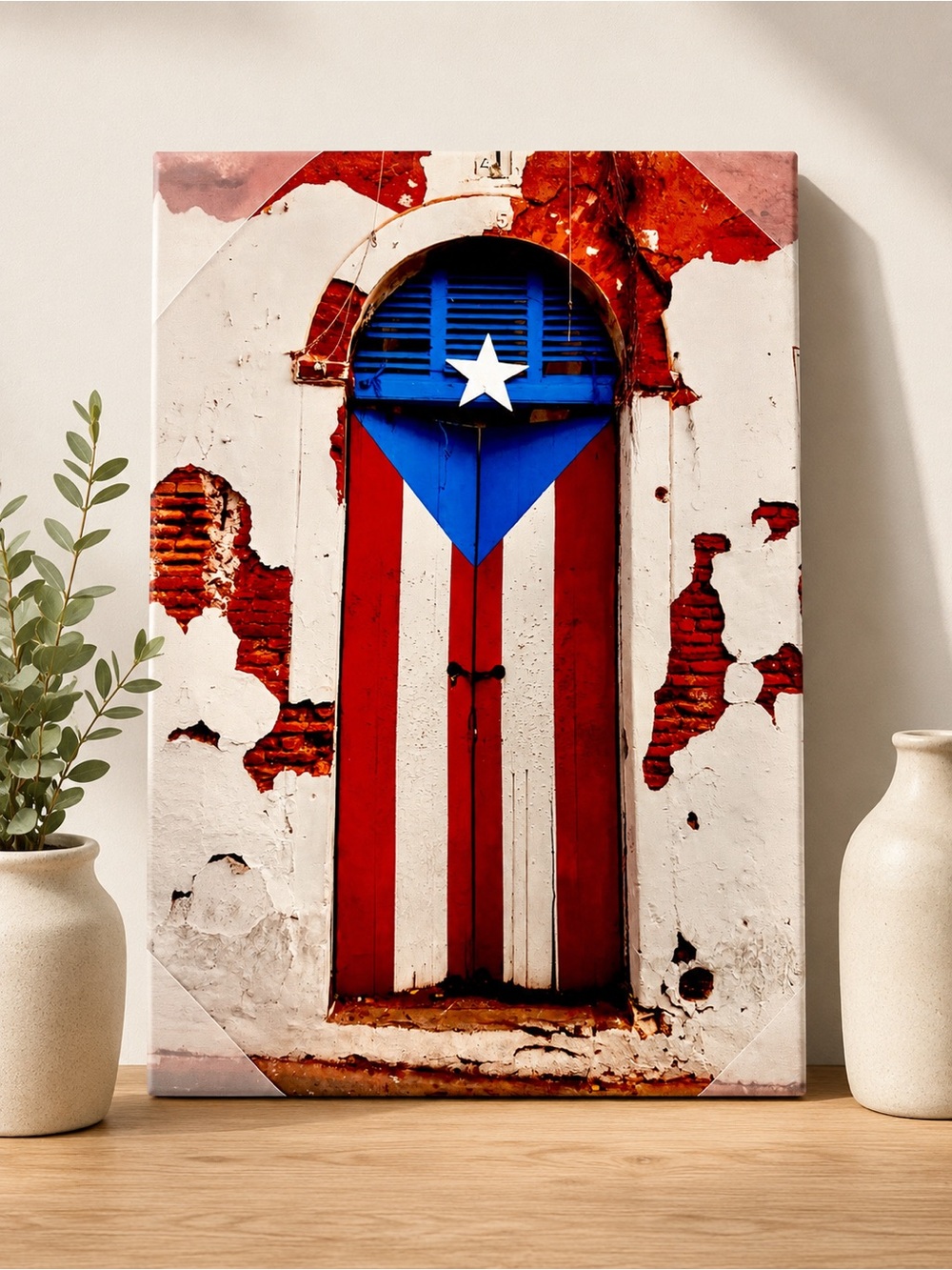 Patriotic Red, White & Blue Puerto Rico Door Art Print